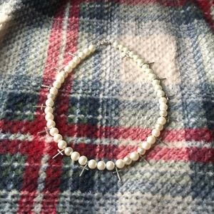 1 of 1 Custom Men’s Pearl Necklace with Sterling Silver Crosses